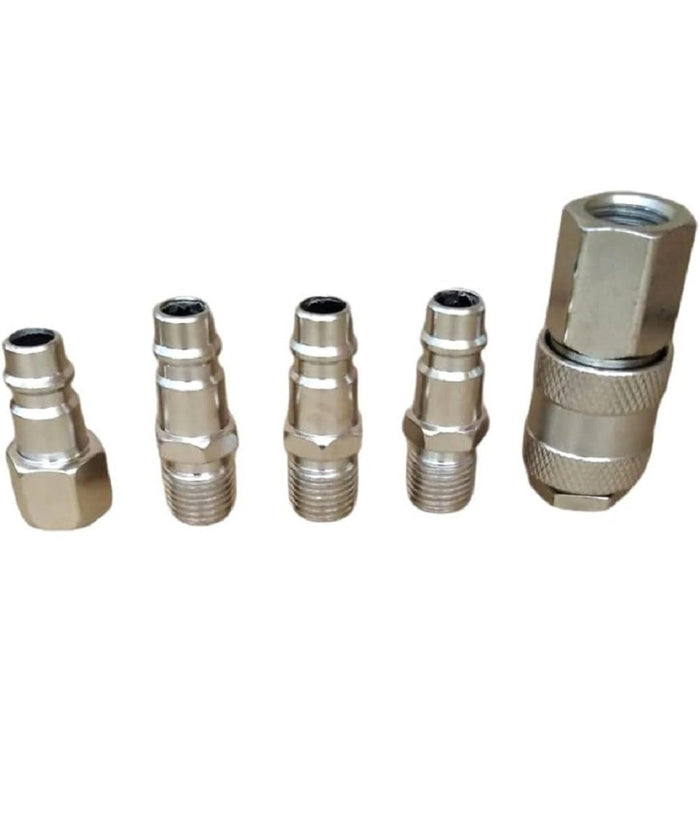 Set 5 Innesti Rapidi Per Tubo Aria Compressa Connettori Quick 1/4 Raccordi Compressore         
