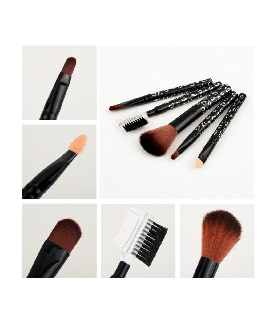 Set 5 Mini Pennelli Trucco Make Up Brush Ombretto Sopracciglia Portatile         