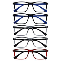Trade Shop - Set 5 Occhiali Da Lettura Montatura Media Rettangolari Uomo Donna Cerniere Molla    -gradazione +1,50    -