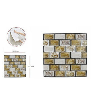 Set 5 Pannelli Muro 3d Adesivo Parete Piastrelle Mattonelle 32.5cm Pannello 65067         