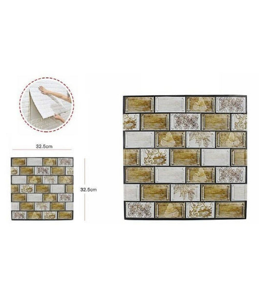 Set 5 Pannelli Muro 3d Adesivo Parete Piastrelle Mattonelle 32.5cm Pannello 65067         