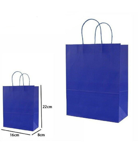 Set 5 Pezzi Buste Borsa Da Regalo Sacchetti Carta Colore Blu 22 X 16 X 8cm 68449         