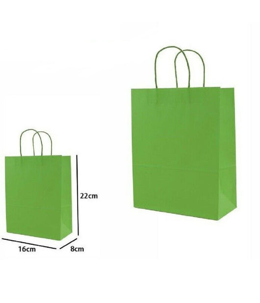 Set 5 Pezzi Buste Borsa Da Regalo Sacchetti Carta Colore Verde 22x16x8cm 68453         