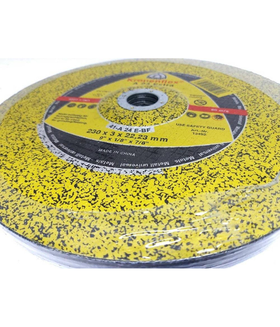 Set 5 Pezzi Disco Per Metallo Sbavatura D.230 X 3 Mm Foro 22,23mm Smerigliatrice         