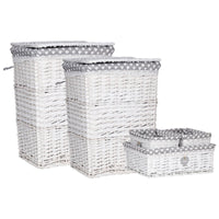 Set 5 Pezzi Portabiancheria+cesti Vilma In Midollino Bianco