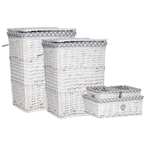 Set 5 Pezzi Portabiancheria+cesti Vilma In Midollino Bianco