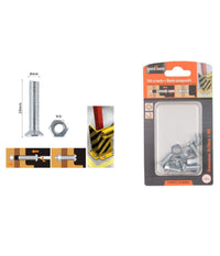 Set 5 Pezzi Viti Vite A Testa A Croce Piatta 8x20 Mm Con Dado Esagonale M8 90947         