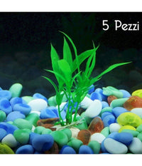 Set 5 Pianta 12 Cm Piantina Artificiale Per Acquario Piante Finte Plastica Verde         