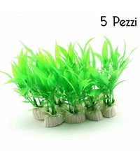Set 5 Pianta 12 Cm Piantina Artificiale Per Acquario Piante Finte Plastica Verde         