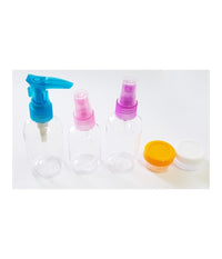 Set 5 Porta Liquidi Contenitori Bottiglie Plastica Aereo Viaggio Bagaglio Creme         