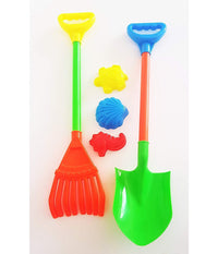 Set 5 Pz Pala Rastrello 60cm 3 Forme Sabbia Gioco Spiaggia Mare Infanzia Bambini         