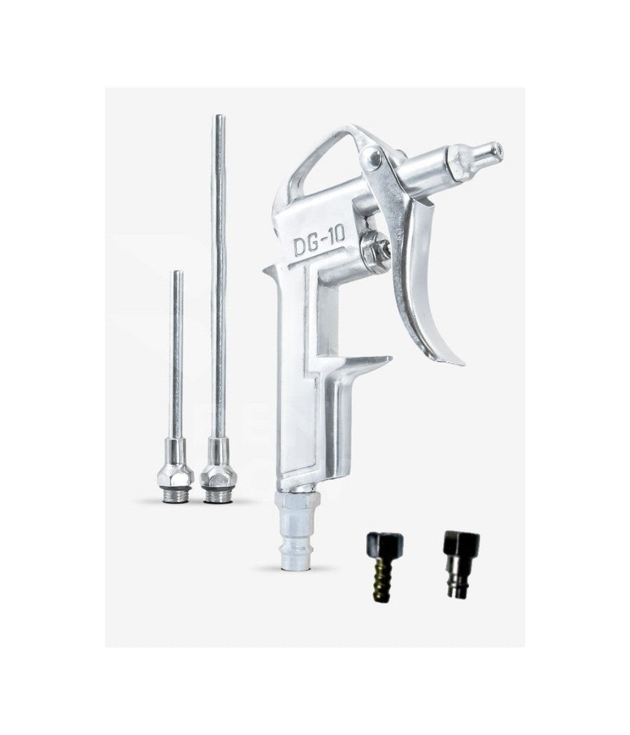 Set 5 Pz. Pistola Per Aria Compressa Dg-10 Con Accessori Da Compressore Soffiaggio Beccuccio Lungo         