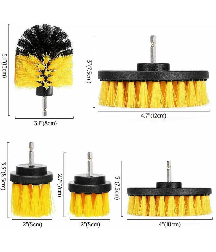 Set 5 Spazzole Spazzola Rotante Per Trapano Pulizia Ceramica Fughe Griglie         