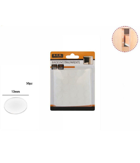 Set 50 Pezzi Biadesivo Trasparente Gommino Rotondo Protezione Casa Mobili 13 Mm         