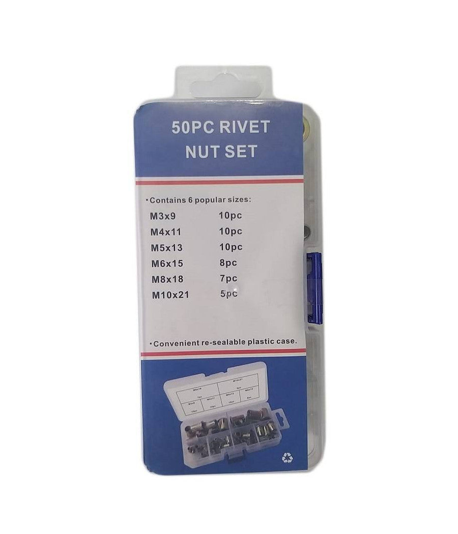 Set 50 Pz Rivetti Borchie Filettati Per Rivettatrice In Rame M3 M4 M5 M6 M8 M10         