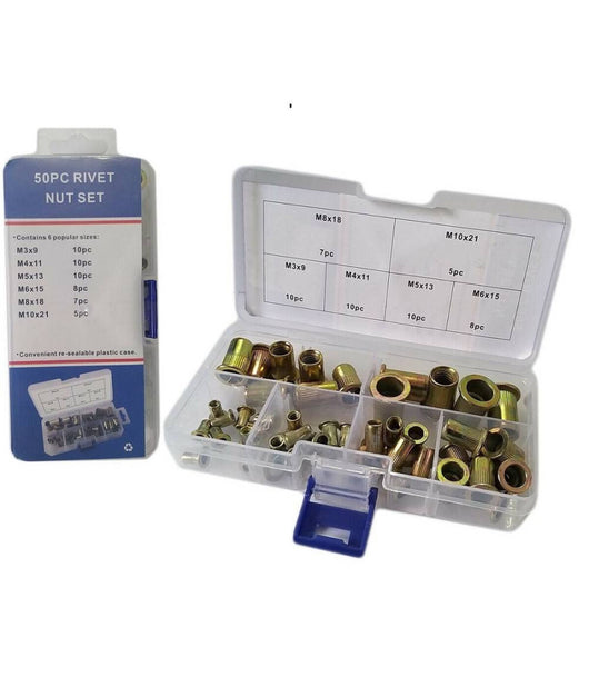 Set 50 Pz Rivetti Borchie Filettati Per Rivettatrice In Rame M3 M4 M5 M6 M8 M10         