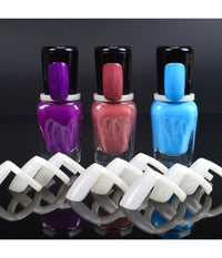 Set 50 Tips Anello Mostra Barattolini Di Smalto Bianco Naturali Unghie Acrilico         