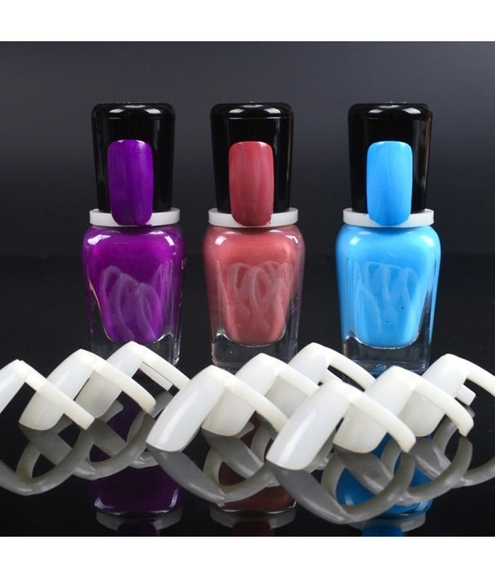 Set 50 Tips Anello Mostra Barattolini Di Smalto Bianco Naturali Unghie Acrilico         