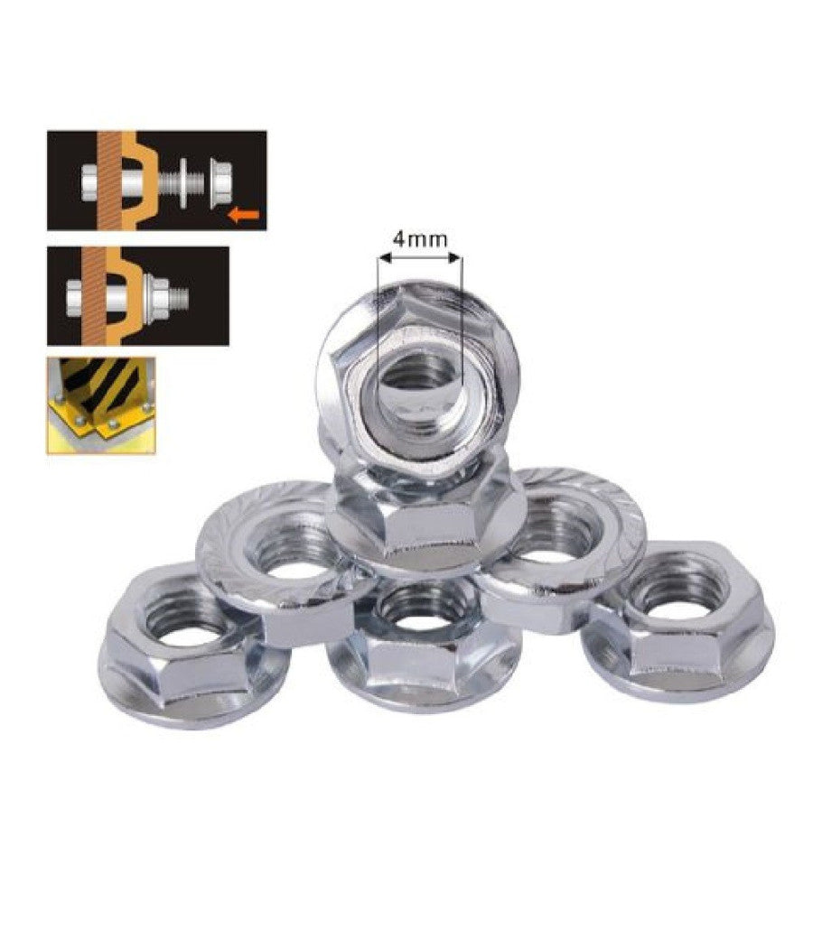 Set 53 Pz Dado Esagonale Flangiato Dadi Di Serraggio M4 Bulloni Vite 4mm 94921         