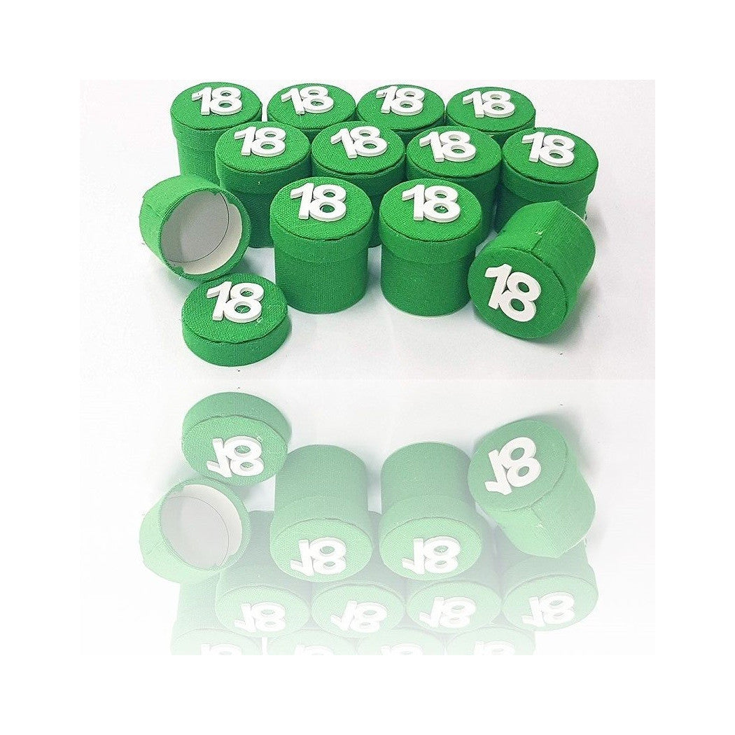 Trade Shop - Set 12 Pezzi Bomboniera Bomboniere Scatolina Verde 18 Anni Portaconfetti -