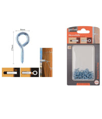 Set 54pz Viti Vite A Occhiello Gancio Chiuso 9x17 Mm Filettatura Per Legno 90724         