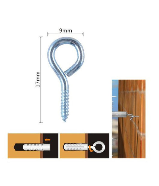 Set 54pz Viti Vite A Occhiello Gancio Chiuso 9x17 Mm Filettatura Per Legno 90724         