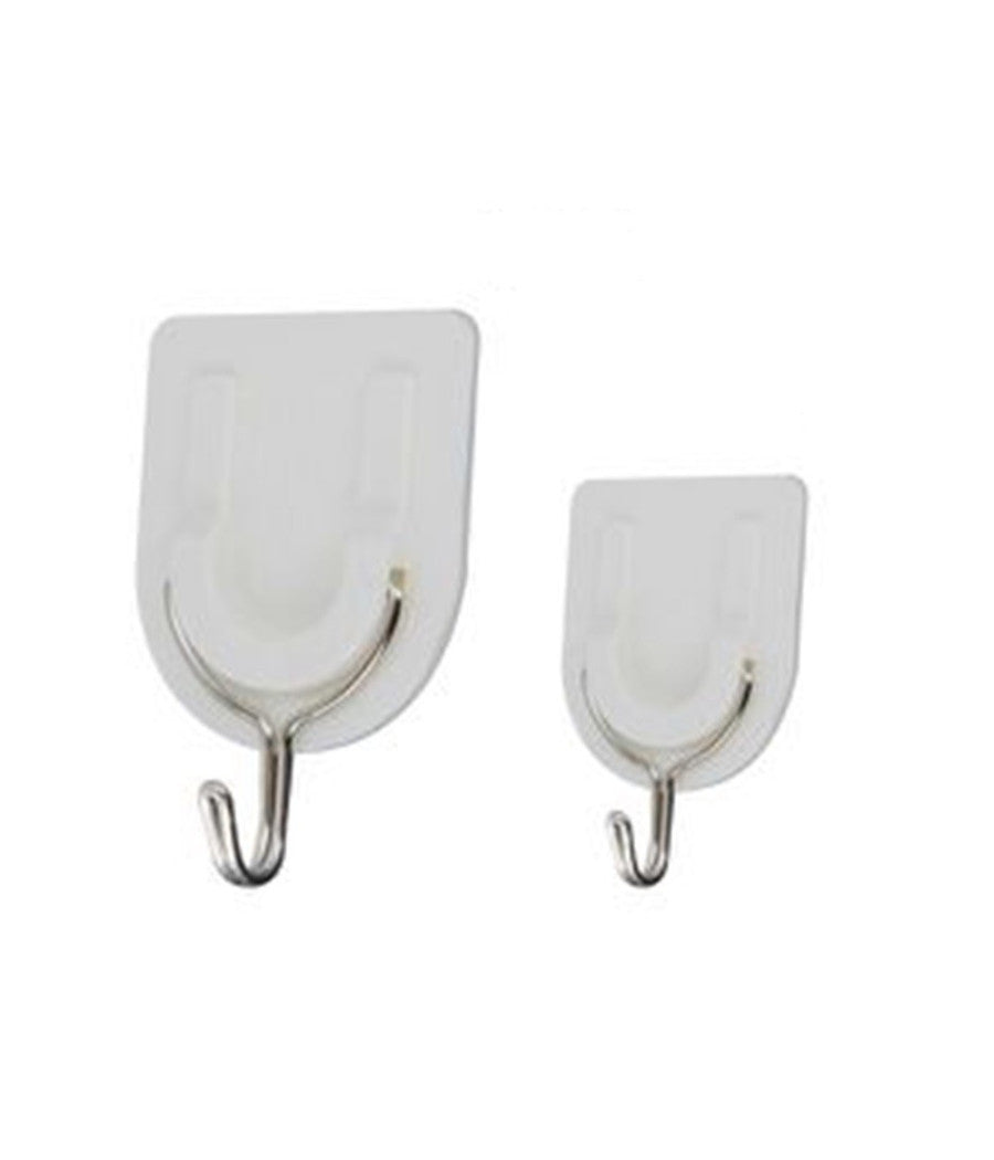 Set 5pz Gancio Attaccapanni Adesivo Bianco Parete Legno Porte Fashion Hook 59671         