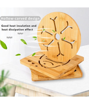 Set 5pz Sottopentola In Bambu Naturale Antiscivolo Per Cucina Pentole Padelle 16cm         