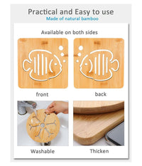 Set 5pz Sottopentola In Bambu Naturale Antiscivolo Per Cucina Pentole Padelle 16cm         