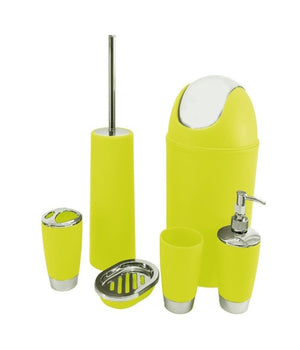 Set 6 Accessori Bagno Pattumiera Porta Scopino Spazzolino Sapone Bicchiere Dfh         