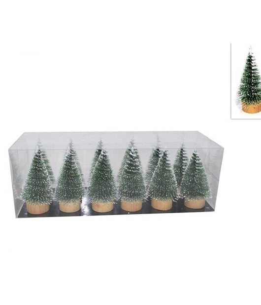 Set 6 Alberelli Innevati Mini Albero Di Natale 23cm Decorazioni Addobbi Natalizi         