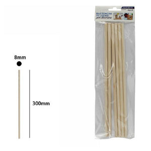 Trade Shop - Set 6 Bastoncini In Legno Lavoretti Attività Creative Stecchette 8x300 Mm 53874a -