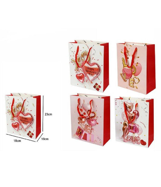 Set 6 Buste Borsa Regalo Sacchetti San Valentino 18x23x10cm 71095 Varie Fantasie         