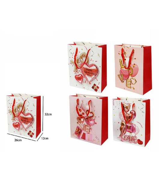 Set 6 Buste Borsa Regalo Sacchetti San Valentino 26x32x12cm 71096 Varie Fantasie         