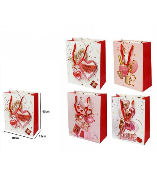 Set 6 Buste Borsa Regalo Sacchetti San Valentino 30x40x12cm 71097 Varie Fantasie         