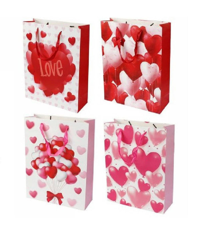 Set 6 Buste Da Regalo Per San Valentino Cuori 18x23x8.5cm 71091 Modelli Assortiti         