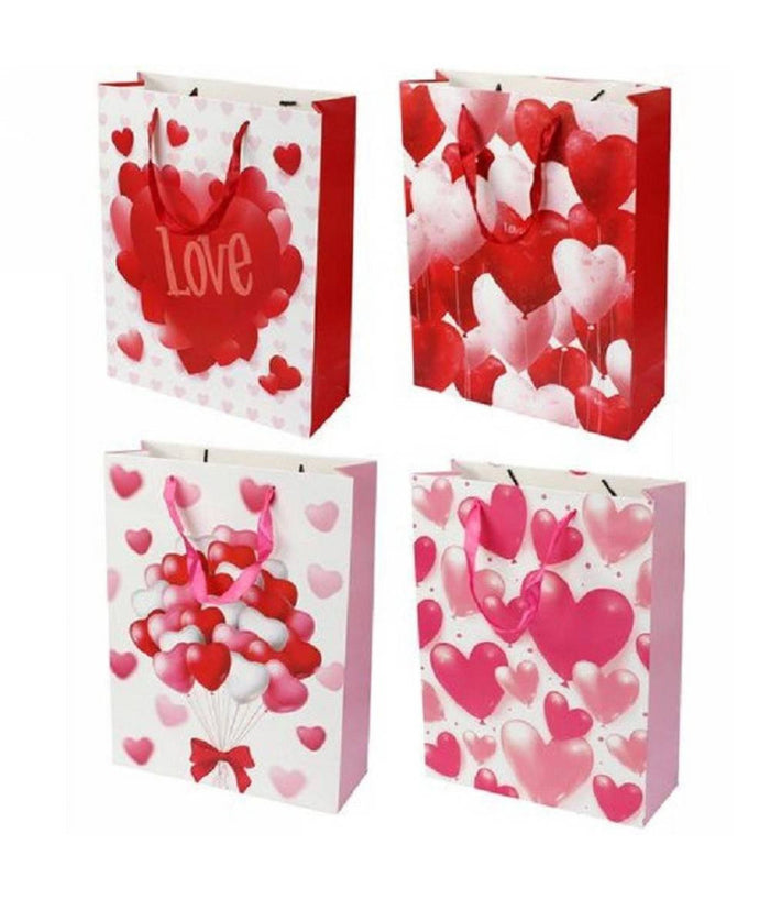 Set 6 Buste Da Regalo Per San Valentino Cuori 31x11x42cm 71093 Modelli Assortiti         
