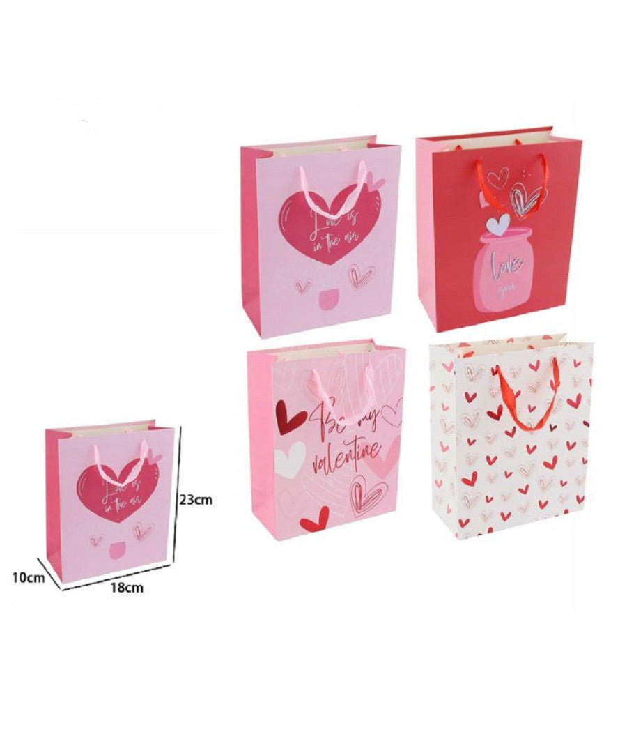 Set 6 Buste Regalo Borsa Sacchetti San Valentino 18x23x10cm 69875 Varie Fantasie         