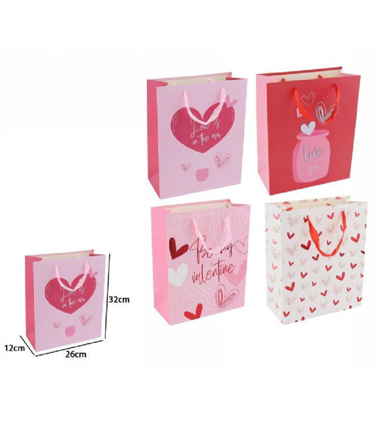 Set 6 Buste Regalo Borsa Sacchetti San Valentino 26x32x12cm 69876 Varie Fantasie         