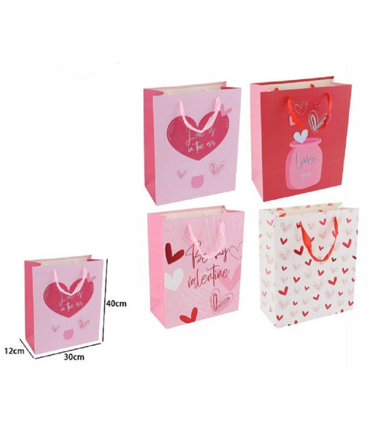Set 6 Buste Regalo Borsa Sacchetti San Valentino 30x40x12cm 69877 Varie Fantasie         