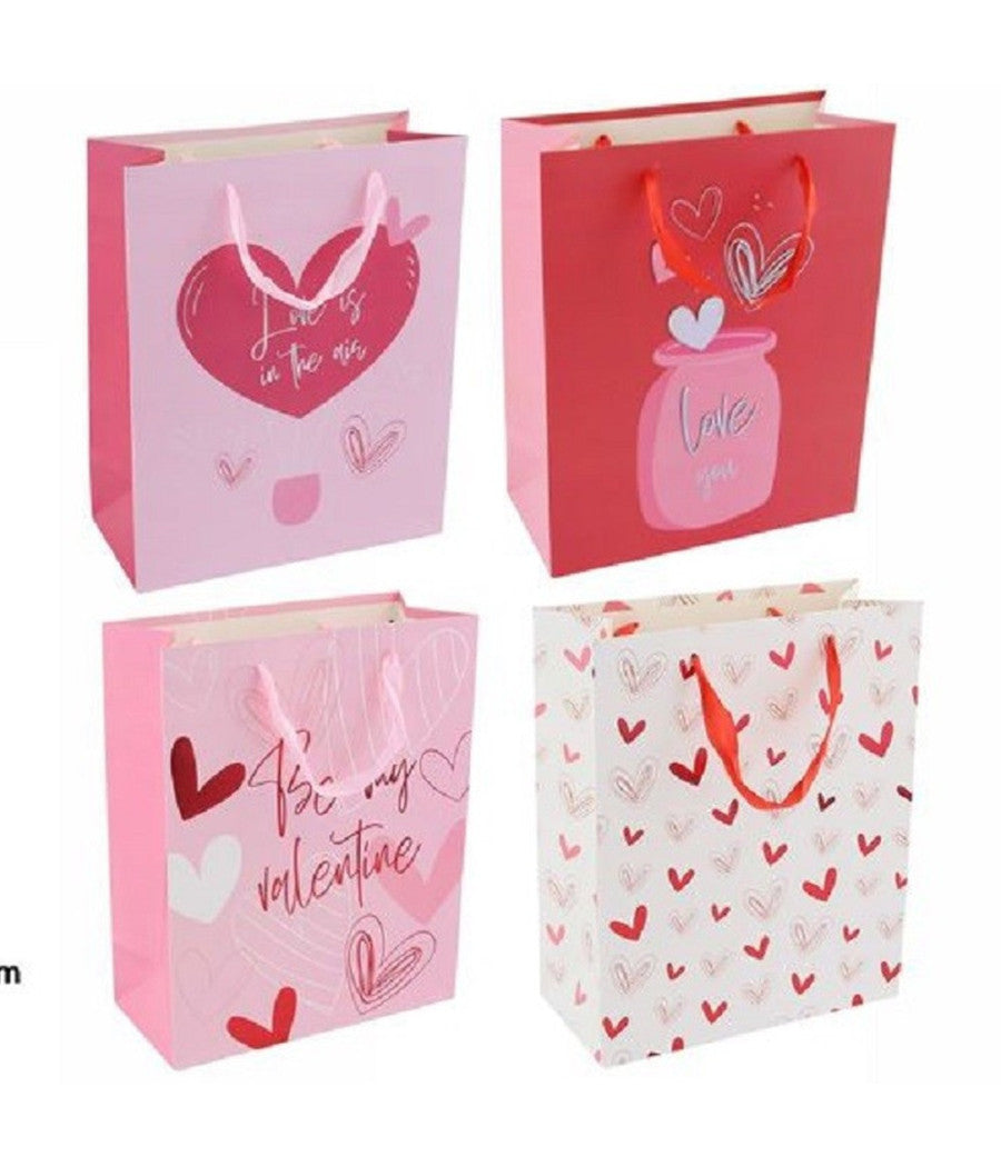 Set 6 Buste Regalo Borsa Sacchetti San Valentino 30x40x12cm 69877 Varie Fantasie         