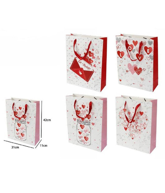 Set 6 Buste Regalo Sacchetto San Valentino 31x11x42 Cm 71089 Fantasie Assortite         