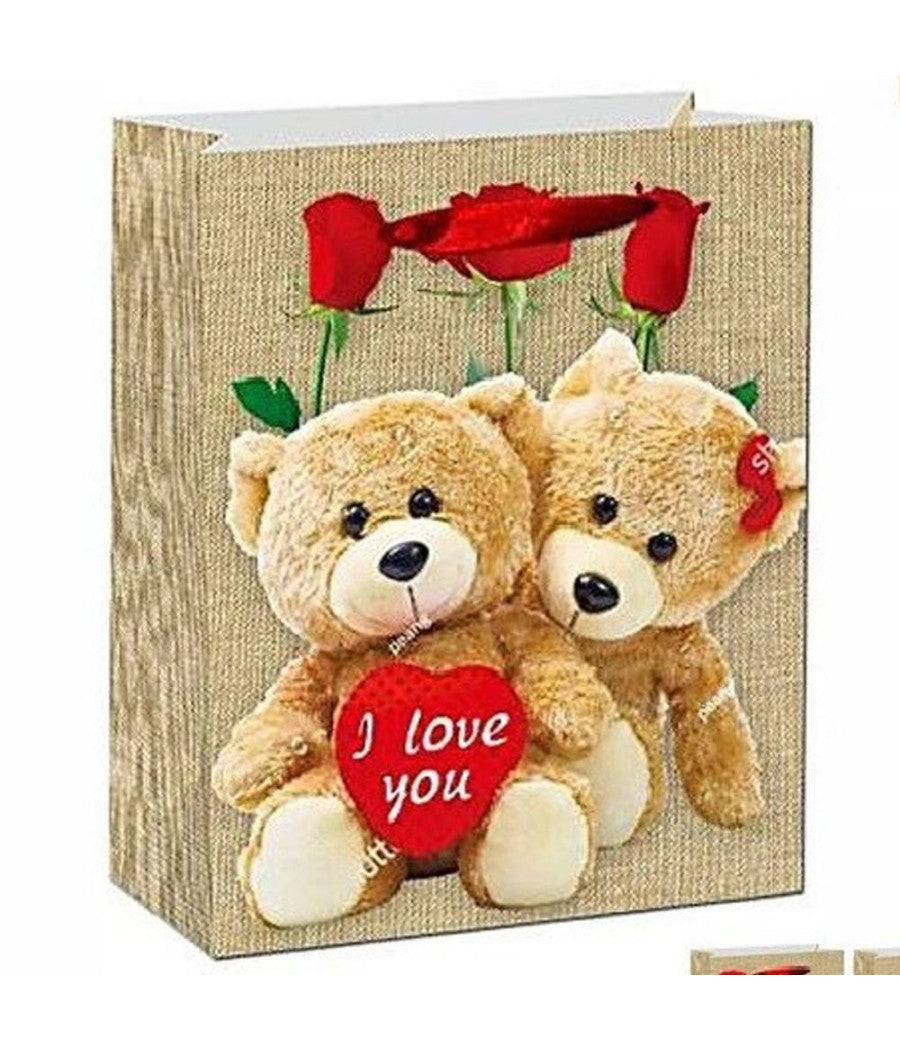 Set 6 Buste Regalo San Valentino Busta 10.5x26x32cm 63988 Varie Stampe Orso Cuore         