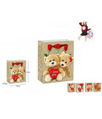 Set 6 Buste Regalo San Valentino Busta 10.5x26x32cm 63988 Varie Stampe Orso Cuore         
