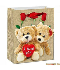 Set 6 Buste Regalo San Valentino Busta 10.5x26x32cm 63988 Varie Stampe Orso Cuore         