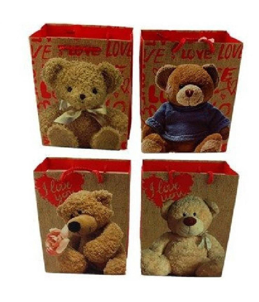 Set 6 Buste Regalo San Valentino Orso Sacchetto 26x32x12.5cm 59520 Vari Modelli         