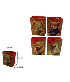Set 6 Buste Regalo San Valentino Orso Sacchetto 26x32x12.5cm 59520 Vari Modelli         
