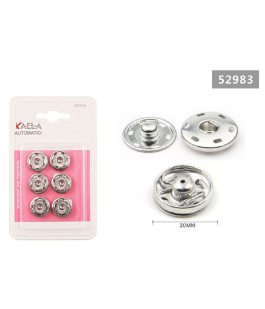 Set 6 Paia Di Bottoni Automatici A Pressione à¸ 20 Mm Accessori Per Cucito 52983         