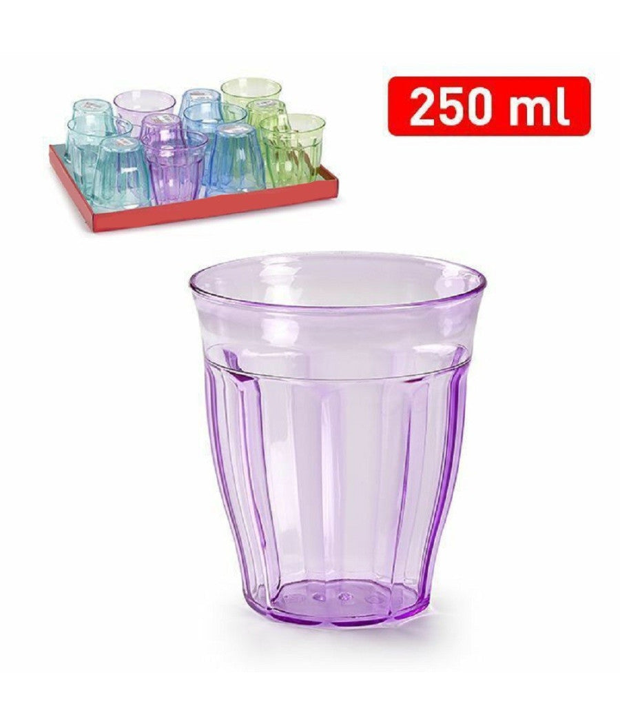 Trade Shop - Set 6 Pezzi Bicchieri Bicchiere Da Acqua In Plastica Colorata Da 250 Ml 11385 -