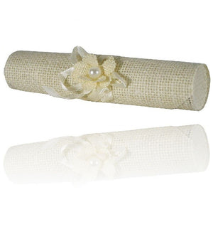 Set 6 Pezzi Bomboniera Bomboniere Pergamena Juta Bianco Invito Portaconfetti         